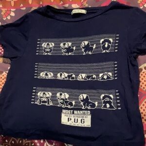 Papaya navy cropped pug T-shirt size medium